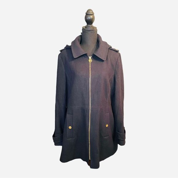 MICHAEL Michael Kors Jackets & Blazers - MICHAEL Michael Kors Navy Zip-up Wool Coat